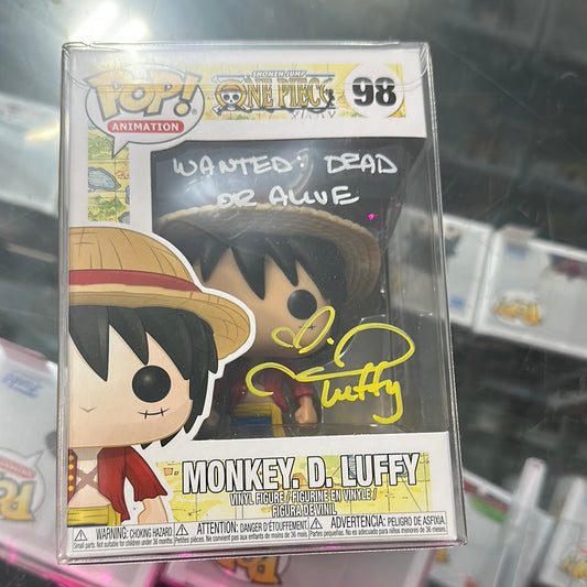 Monkey. D. Luffy (One Piece)- Funko Pop! #98 (Colleen Clinkenbeard Signature & Quote)